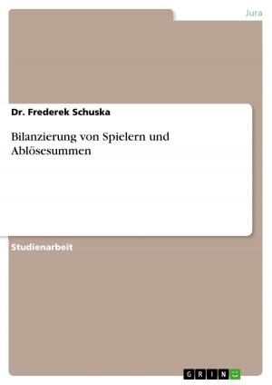 Cover of the book Bilanzierung von Spielern und Ablösesummen by Frank Speth