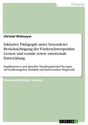Cover of the book Inklusive Pädagogik unter besonderer Berücksichtigung der Förderschwerpunkte Lernen und soziale sowie emotionale Entwicklung by Jan Horak