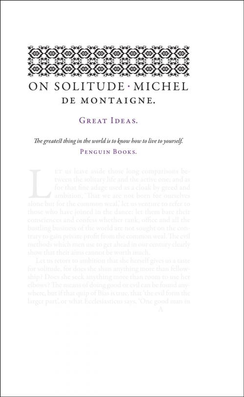 Cover of the book On Solitude by Michel de Montaigne, Penguin Books Ltd