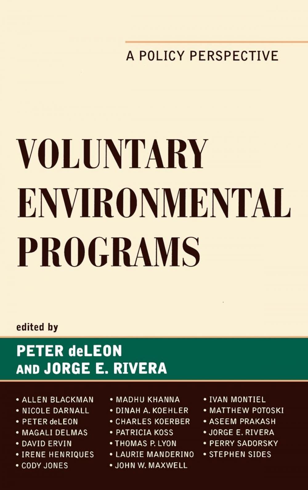 Big bigCover of Voluntary Environmental Programs