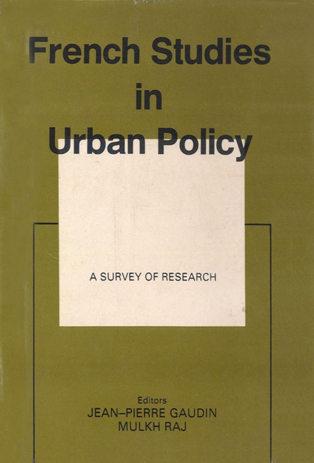 Big bigCover of French Studies in Urban Policy