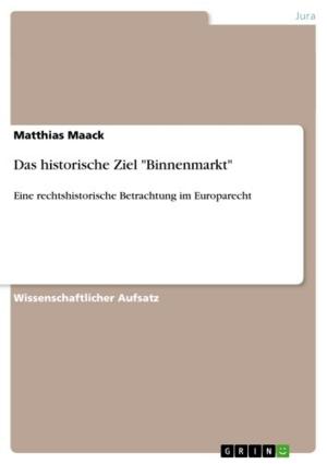 Cover of the book Das historische Ziel 'Binnenmarkt' by Verena Maras