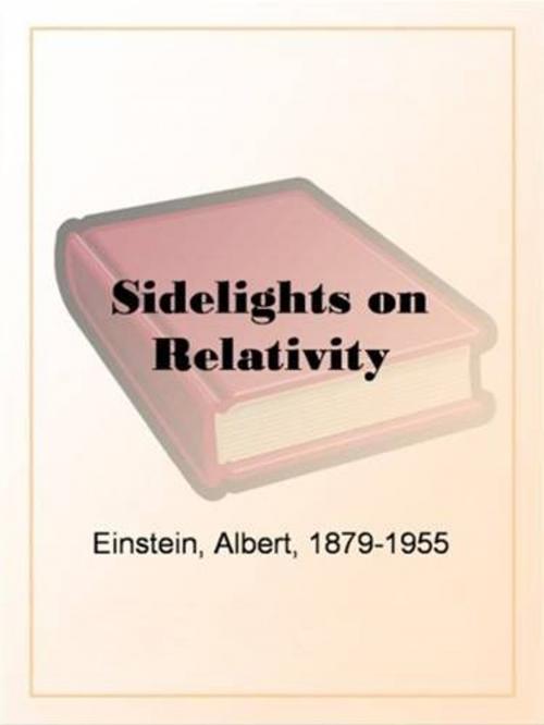Cover of the book Sidelights On Relativity by Albert Einstein, Gutenberg