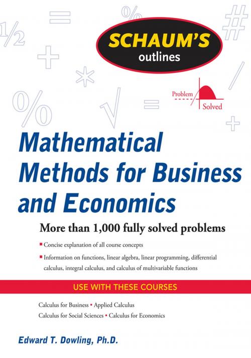 Cover of the book Schaum's Outline of Mathematical Methods for Business and Economics by Edward T. Dowling, McGraw-Hill Education