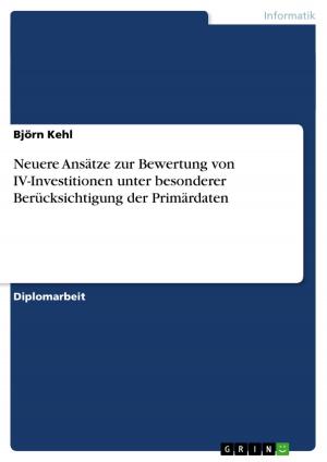 Cover of the book Neuere Ansätze zur Bewertung von IV-Investitionen unter besonderer Berücksichtigung der Primärdaten by Melanie Bilzer