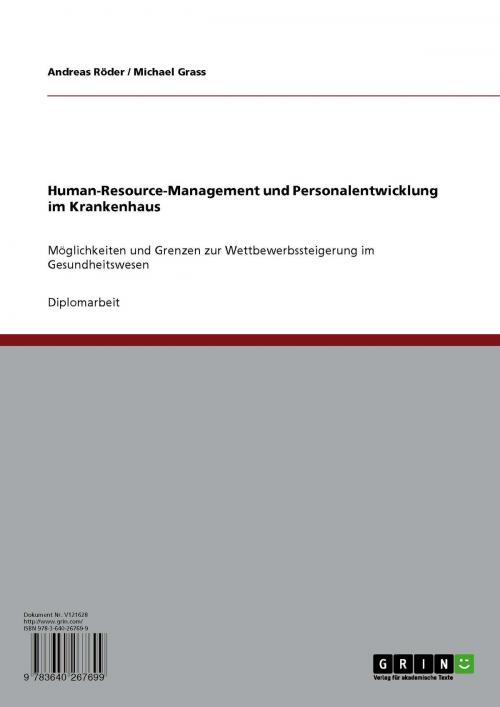 Cover of the book Human-Resource-Management und Personalentwicklung im Krankenhaus by Andreas Röder, Michael Grass, GRIN Verlag