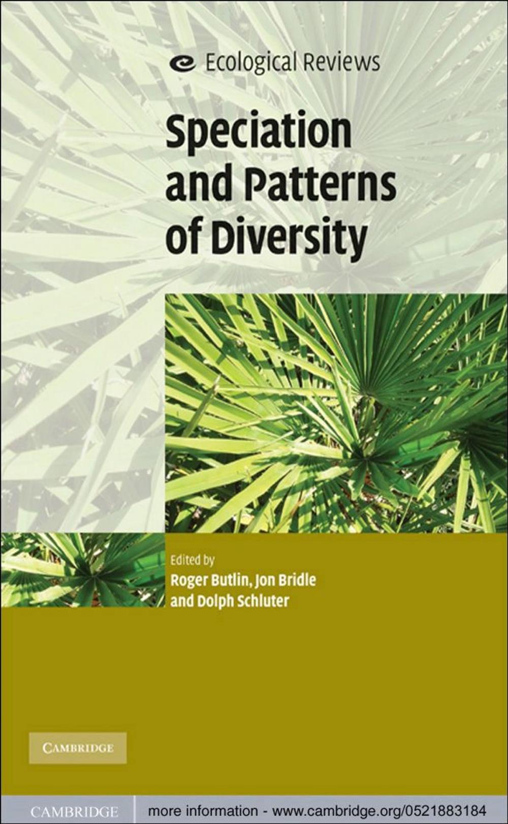 Big bigCover of Speciation and Patterns of Diversity