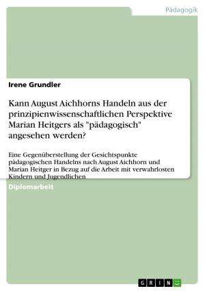 Cover of the book Kann August Aichhorns Handeln aus der prinzipienwissenschaftlichen Perspektive Marian Heitgers als 'pädagogisch' angesehen werden? by Martina Dude