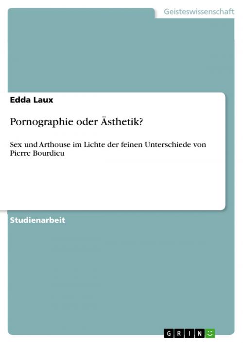 Cover of the book Pornographie oder Ästhetik? by Edda Laux, GRIN Verlag