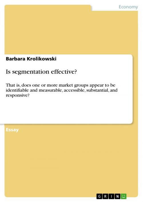 Cover of the book Is segmentation effective? by Barbara Krolikowski, GRIN Publishing