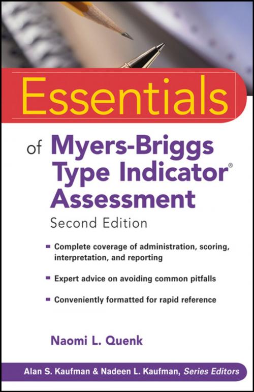 Cover of the book Essentials of Myers-Briggs Type Indicator Assessment by Naomi L. Quenk, Wiley