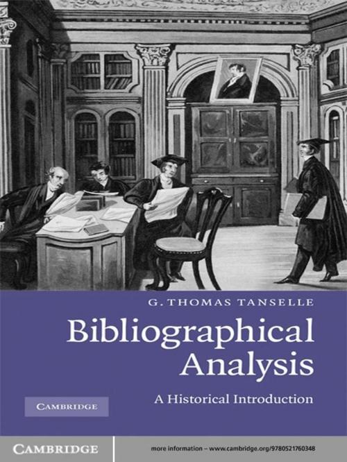 Cover of the book Bibliographical Analysis by G. Thomas Tanselle, Cambridge University Press