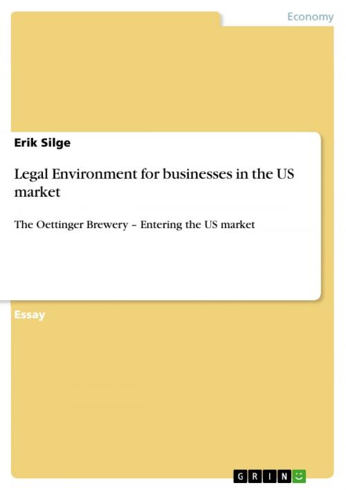 Cover of the book Legal Environment for businesses in the US market by Erik Silge, GRIN Publishing