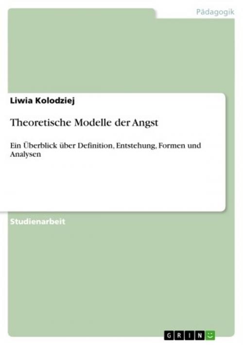Cover of the book Theoretische Modelle der Angst by Liwia Kolodziej, GRIN Verlag