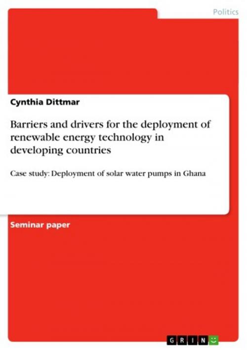 Cover of the book Barriers and drivers for the deployment of renewable energy technology in developing countries by Cynthia Dittmar, GRIN Publishing