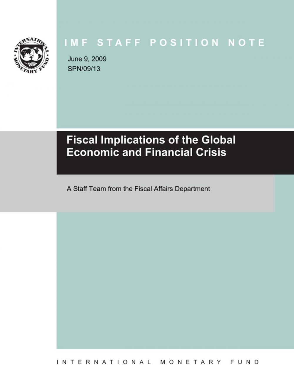 Big bigCover of Fiscal Implications of the Global Economic and Financial Crisis