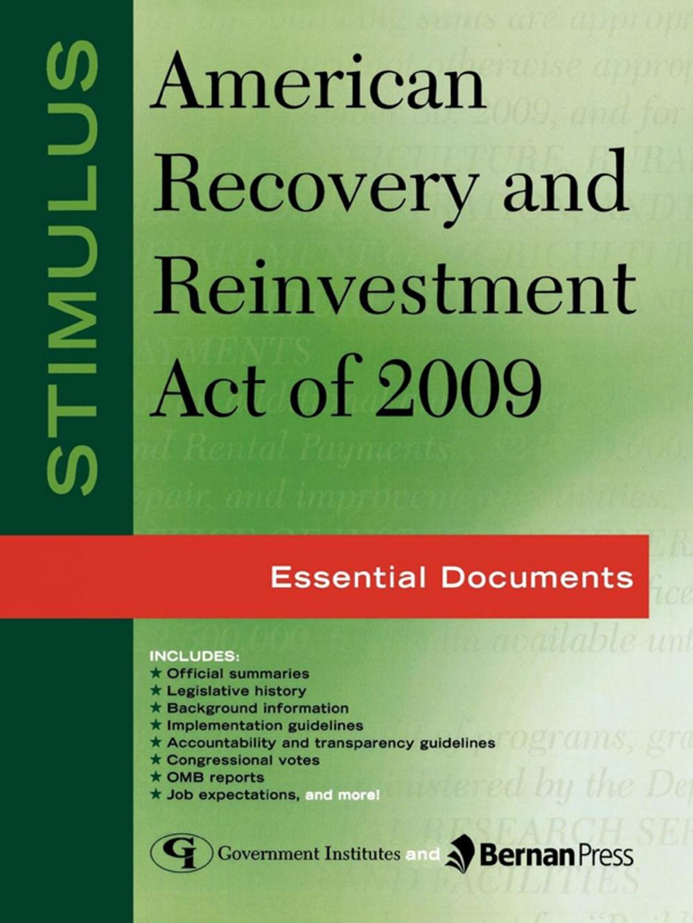 Big bigCover of Stimulus: American Recovery and Reinvestment Act of 2009