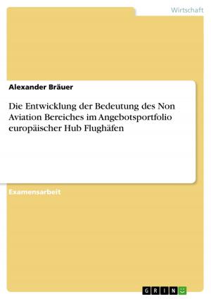 Cover of the book Die Entwicklung der Bedeutung des Non Aviation Bereiches im Angebotsportfolio europäischer Hub Flughäfen by Katrin Gabler