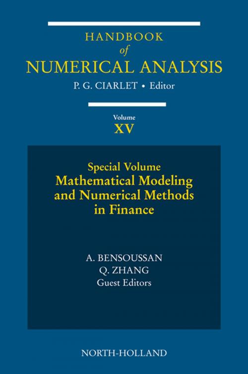 Cover of the book Mathematical Modelling and Numerical Methods in Finance by Philippe G. Ciarlet, Alain Bensoussan, Qiang Zhang, Elsevier Science