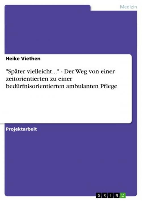Cover of the book 'Später vielleicht...' - Der Weg von einer zeitorientierten zu einer bedürfnisorientierten ambulanten Pflege by Heike Viethen, GRIN Verlag