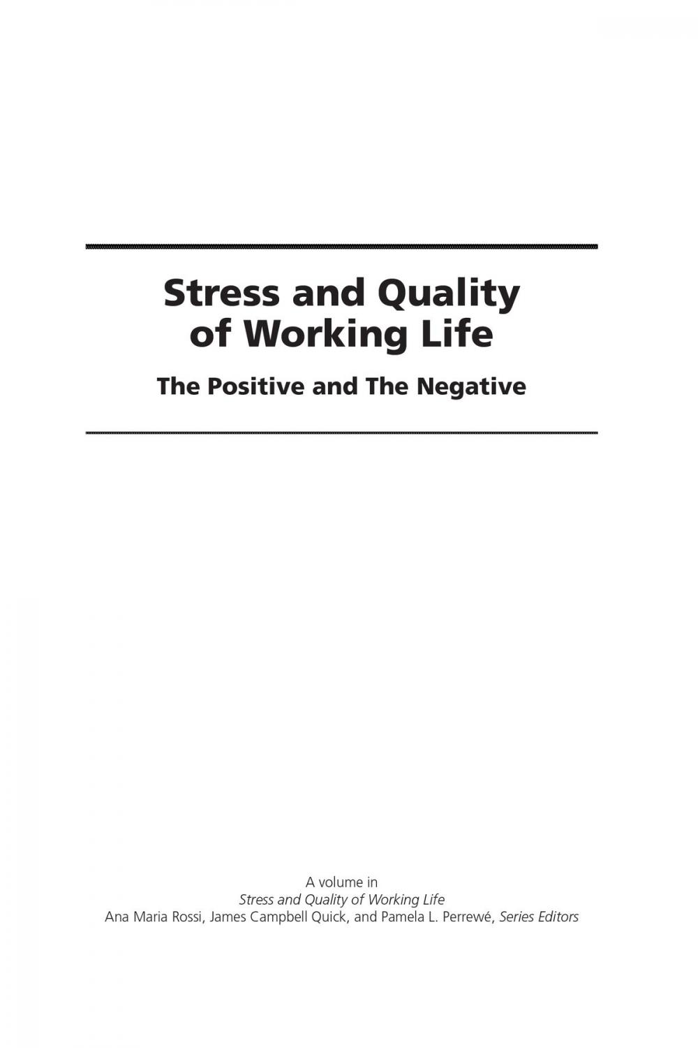 Big bigCover of Stress and Quality of Working Life