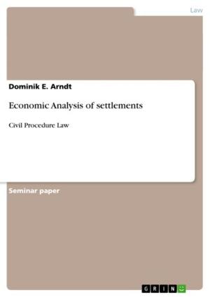 Cover of the book Economic Analysis of settlements by Mennen, Abayomi, Jian, Mead, Zhou