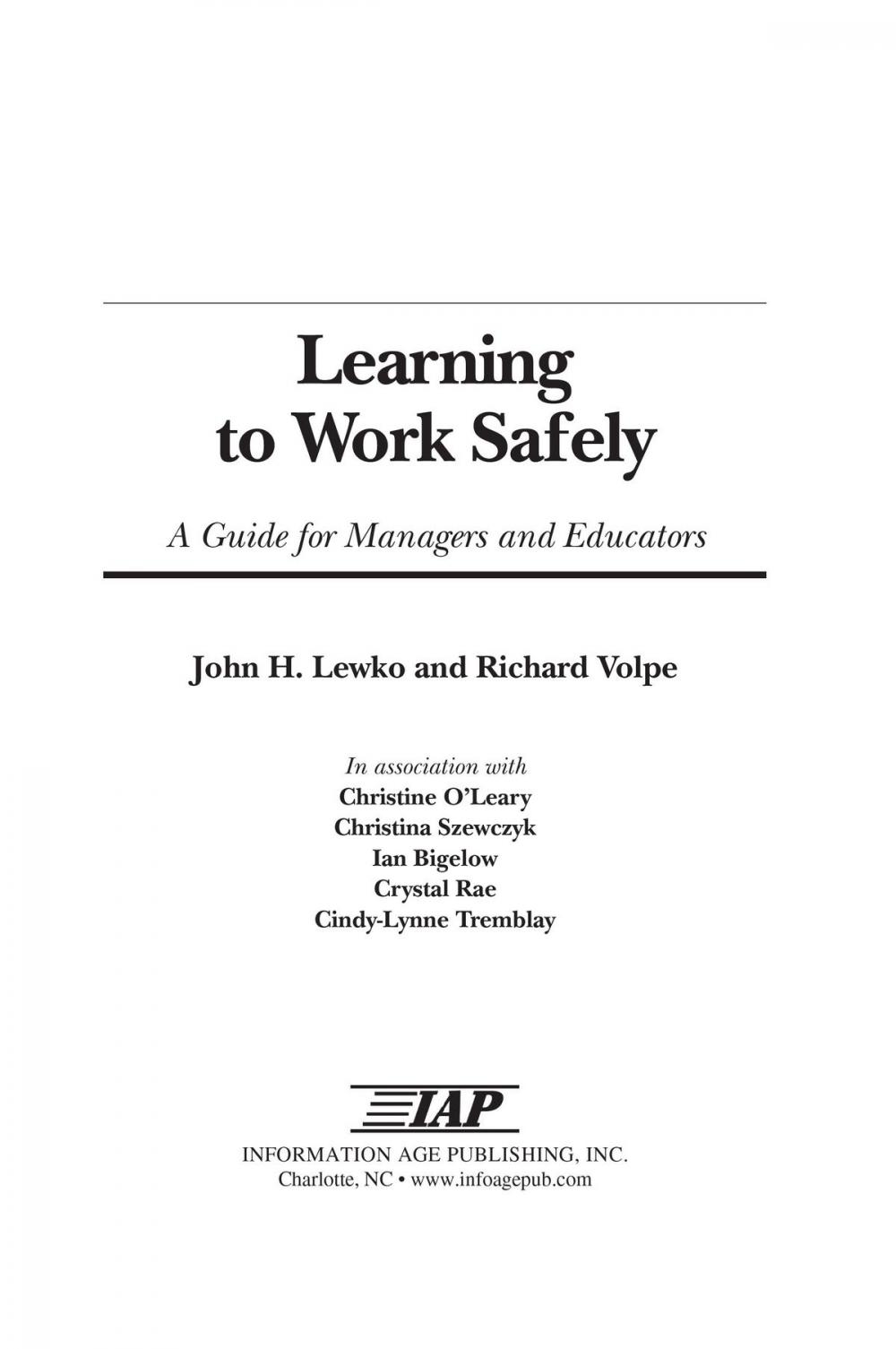 Big bigCover of Learning to Work Safely