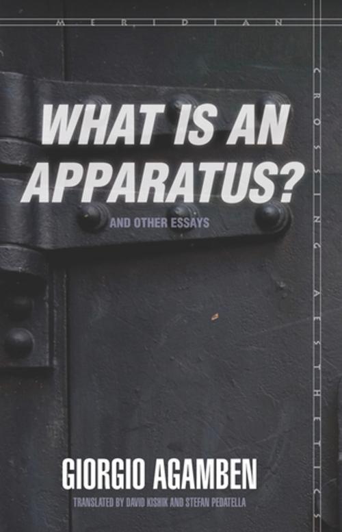 Cover of the book "What Is an Apparatus?" and Other Essays by Giorgio Agamben, Stanford University Press