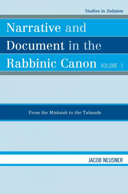 Cover of the book Narrative and Document in the Rabbinic Canon by Jacob Neusner, UPA