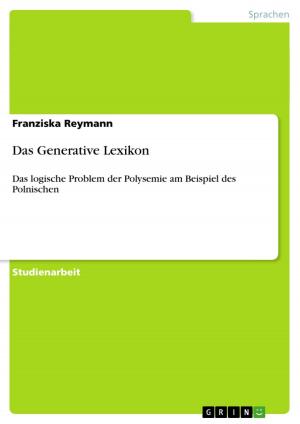 Cover of the book Das Generative Lexikon by Yvonne Kasten