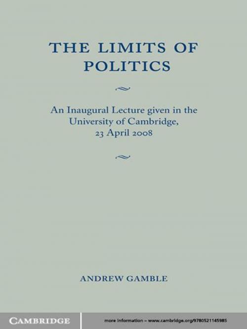 Cover of the book The Limits of Politics by Andrew Gamble, Cambridge University Press