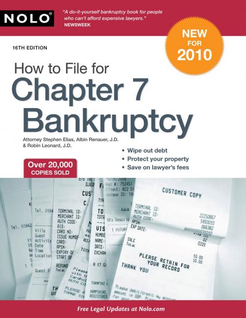 Cover of the book How to File for Chapter 7 Bankruptcy by Stephen Elias, Albin Renauer, Robin Leonard, NOLO