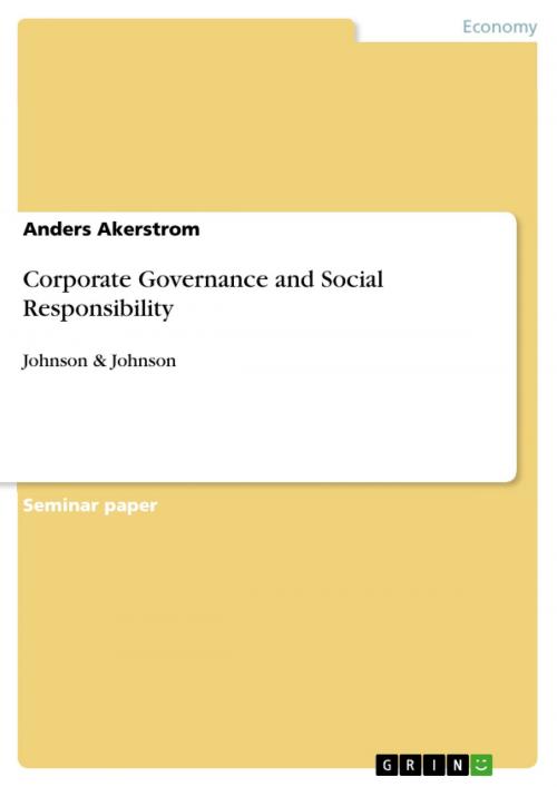 Cover of the book Corporate Governance and Social Responsibility by Anders Akerstrom, GRIN Publishing