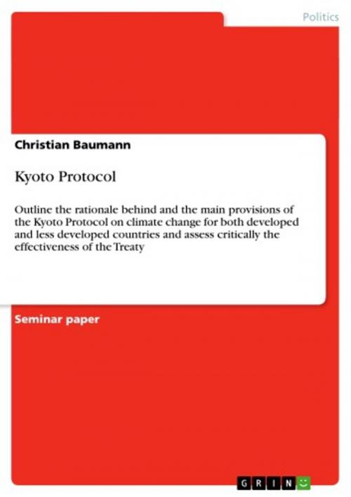 Cover of the book Kyoto Protocol by Christian Baumann, GRIN Publishing