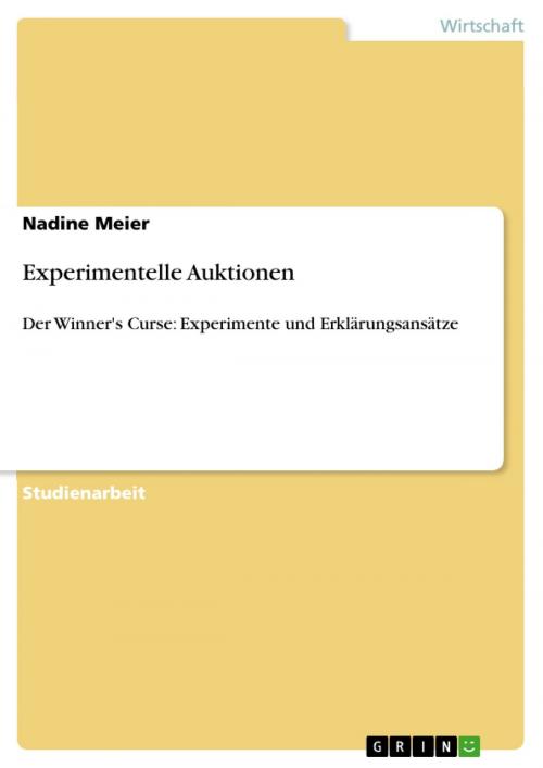 Cover of the book Experimentelle Auktionen by Nadine Meier, GRIN Verlag