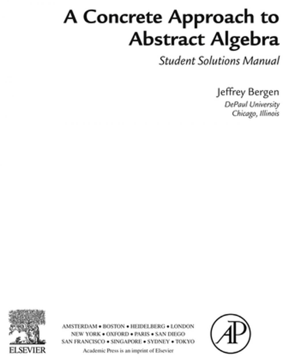 Big bigCover of A Concrete Approach To Abstract Algebra,Student Solutions Manual (e-only)