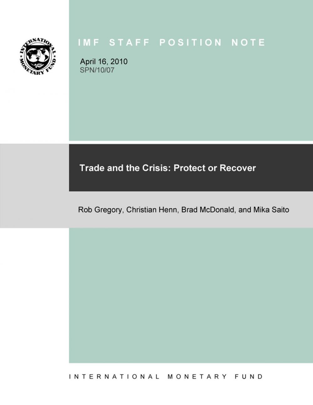 Big bigCover of Trade and the Crisis: Protect or Recover (EPub) (PDF Download)