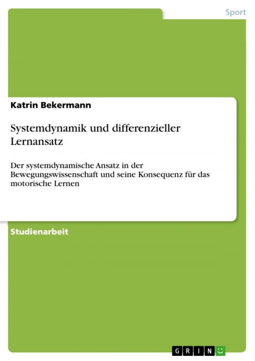 Cover of the book Systemdynamik und differenzieller Lernansatz by Katrin Bekermann, GRIN Verlag