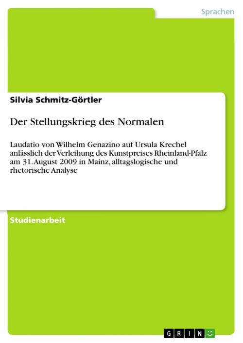Cover of the book Der Stellungskrieg des Normalen by Silvia Schmitz-Görtler, GRIN Publishing