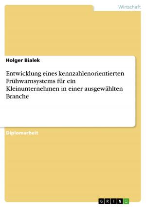 Cover of the book Entwicklung eines kennzahlenorientierten Frühwarnsystems für ein Kleinunternehmen in einer ausgewählten Branche by Florian Wollenschein