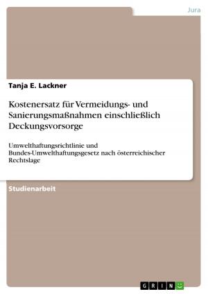 Cover of the book Kostenersatz für Vermeidungs- und Sanierungsmaßnahmen einschließlich Deckungsvorsorge by Marc Latza