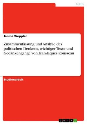 Cover of the book Zusammenfassung und Analyse des politischen Denkens, wichtiger Texte und Gedankengänge von Jean-Jaques Rousseau by Benjamin Seidel