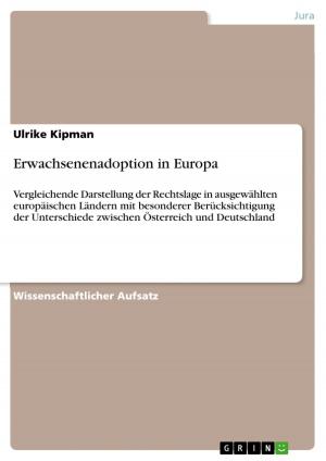 Cover of the book Erwachsenenadoption in Europa by Stephan Janzyk