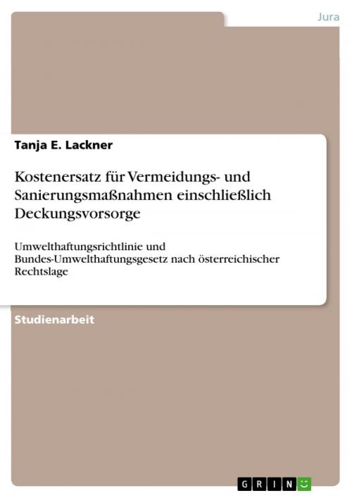 Cover of the book Kostenersatz für Vermeidungs- und Sanierungsmaßnahmen einschließlich Deckungsvorsorge by Tanja E. Lackner, GRIN Verlag