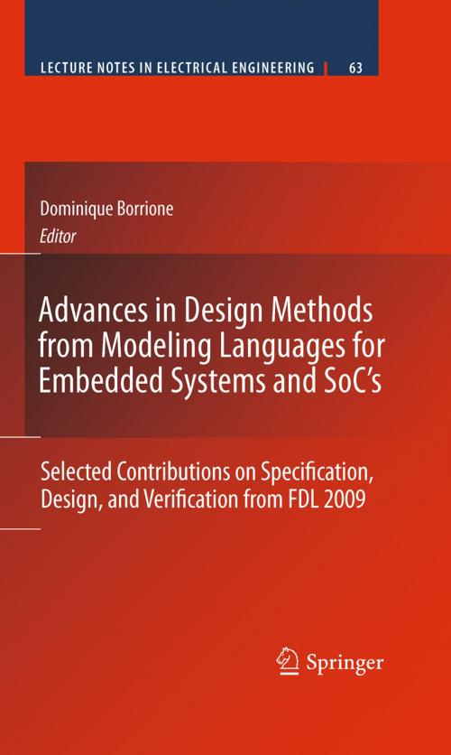 Cover of the book Advances in Design Methods from Modeling Languages for Embedded Systems and SoC’s by , Springer Netherlands