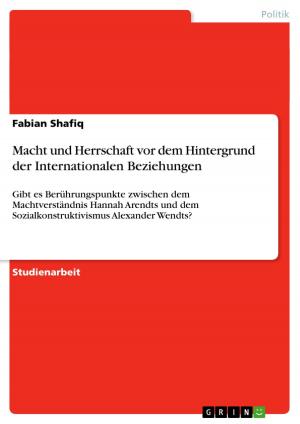 Cover of the book Macht und Herrschaft vor dem Hintergrund der Internationalen Beziehungen by Fabian Prilasnig