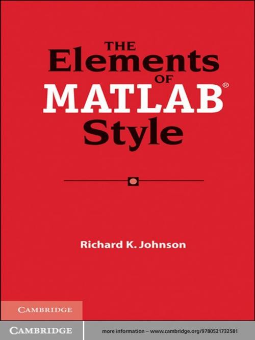 Cover of the book The Elements of MATLAB Style by Richard K. Johnson, Cambridge University Press