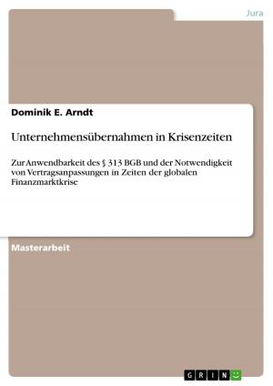 Cover of the book Unternehmensübernahmen in Krisenzeiten by Sebastian Aha