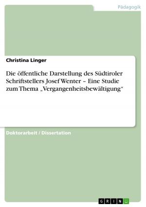 Cover of the book Die öffentliche Darstellung des Südtiroler Schriftstellers Josef Wenter - Eine Studie zum Thema 'Vergangenheitsbewältigung' by Arndt Sander