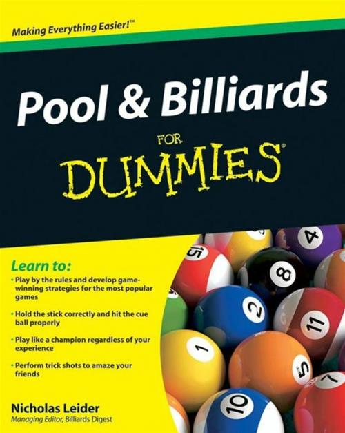Cover of the book Pool and Billiards For Dummies by Nicholas Leider, Wiley